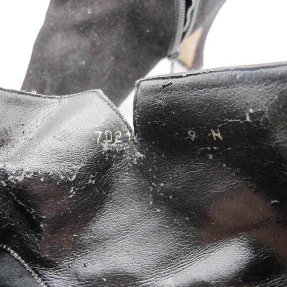 Norma B black suede ankle boots with gold accent and 3 inch heel 9N - Picture 7 of 7